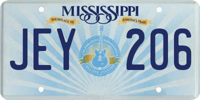 MS license plate JEY206
