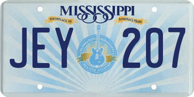 MS license plate JEY207