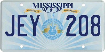 MS license plate JEY208