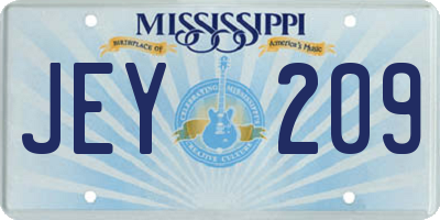MS license plate JEY209