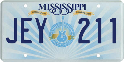 MS license plate JEY211
