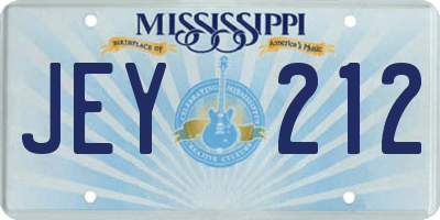MS license plate JEY212