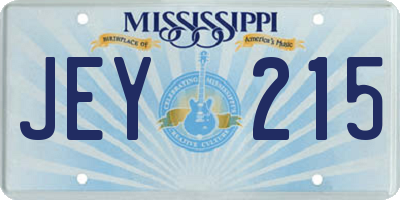 MS license plate JEY215