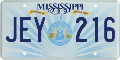 MS license plate JEY216
