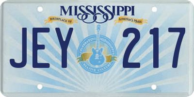 MS license plate JEY217