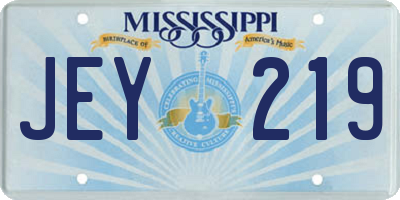 MS license plate JEY219