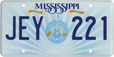 MS license plate JEY221