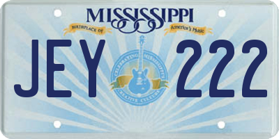 MS license plate JEY222