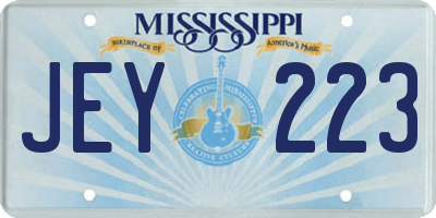 MS license plate JEY223