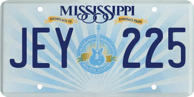 MS license plate JEY225