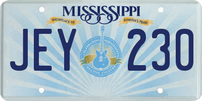 MS license plate JEY230