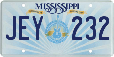 MS license plate JEY232