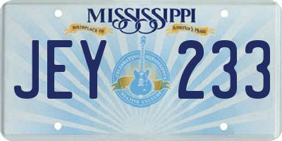 MS license plate JEY233