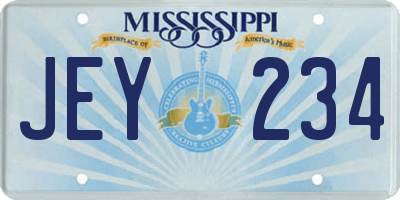 MS license plate JEY234