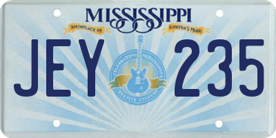 MS license plate JEY235