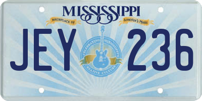 MS license plate JEY236