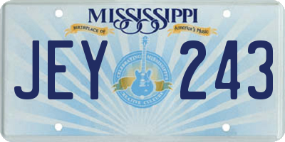 MS license plate JEY243