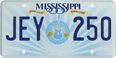 MS license plate JEY250