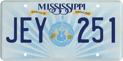 MS license plate JEY251