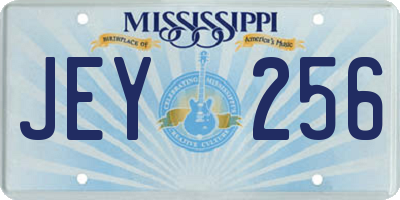 MS license plate JEY256