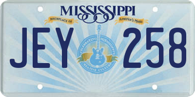 MS license plate JEY258