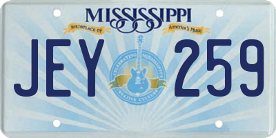 MS license plate JEY259