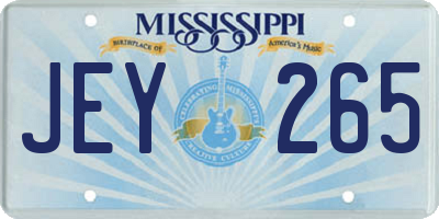 MS license plate JEY265