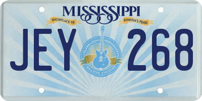 MS license plate JEY268