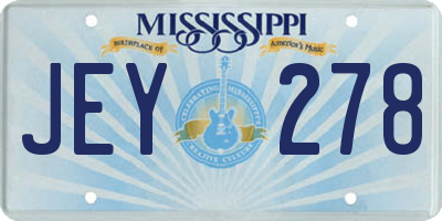 MS license plate JEY278