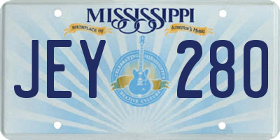 MS license plate JEY280