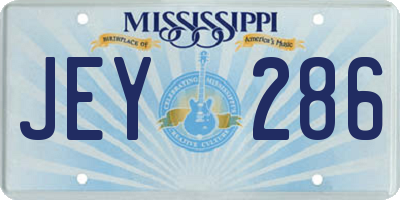MS license plate JEY286