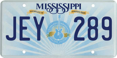 MS license plate JEY289