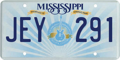 MS license plate JEY291