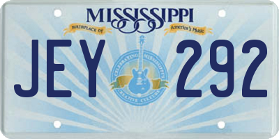 MS license plate JEY292