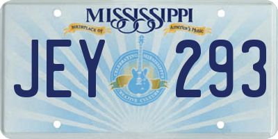 MS license plate JEY293