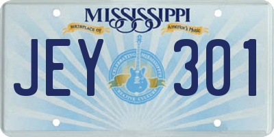 MS license plate JEY301