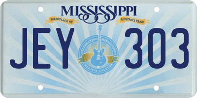MS license plate JEY303