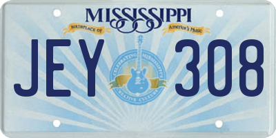 MS license plate JEY308
