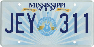 MS license plate JEY311