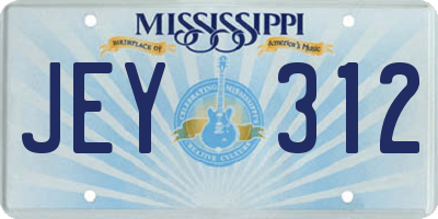 MS license plate JEY312