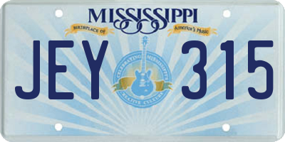 MS license plate JEY315