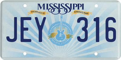 MS license plate JEY316