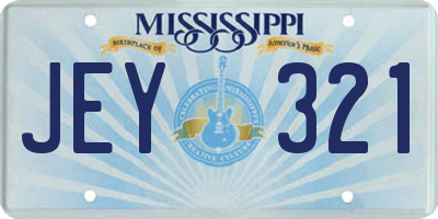 MS license plate JEY321