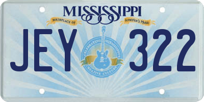 MS license plate JEY322
