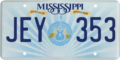 MS license plate JEY353