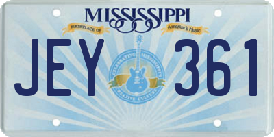 MS license plate JEY361