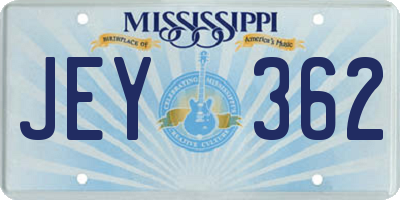MS license plate JEY362