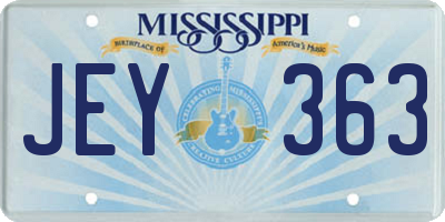 MS license plate JEY363