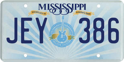 MS license plate JEY386