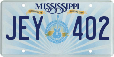 MS license plate JEY402